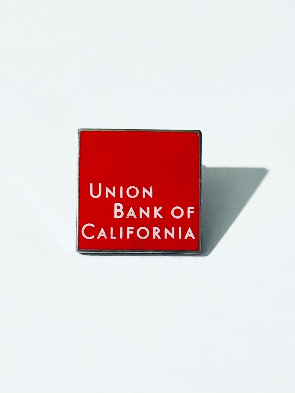 Union Bank of California Red Square Lapel Pin, Memorabilia, Commemorative